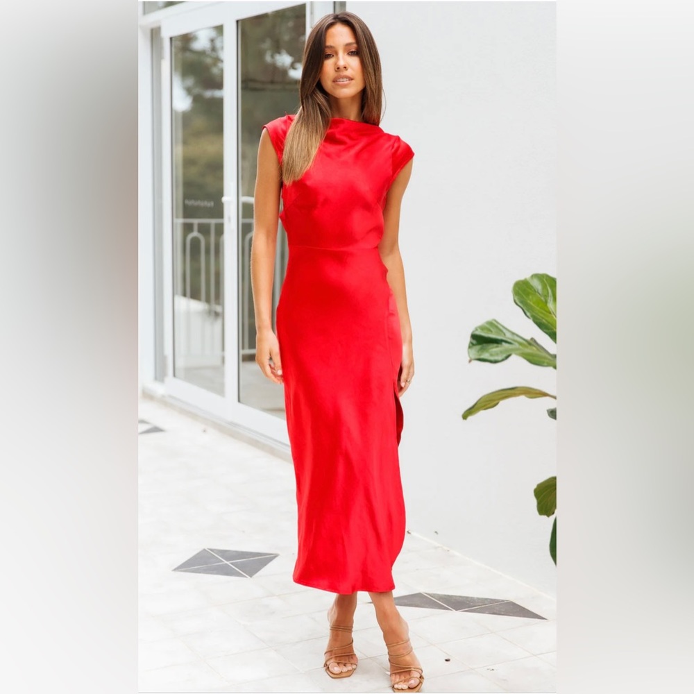 Get in formation red midi dress